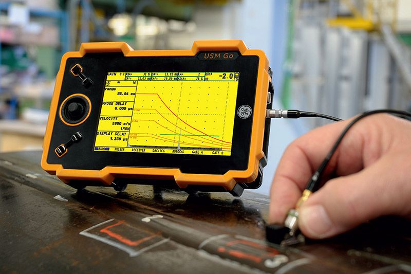 Inspecting weld defects with a USM Go ultrasonic tester
